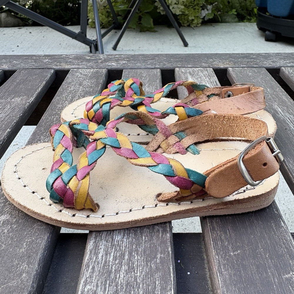 Unbranded Kids 5 Multi Sandals Boho Huarache Braided Leather?* - Picture 4 of 10